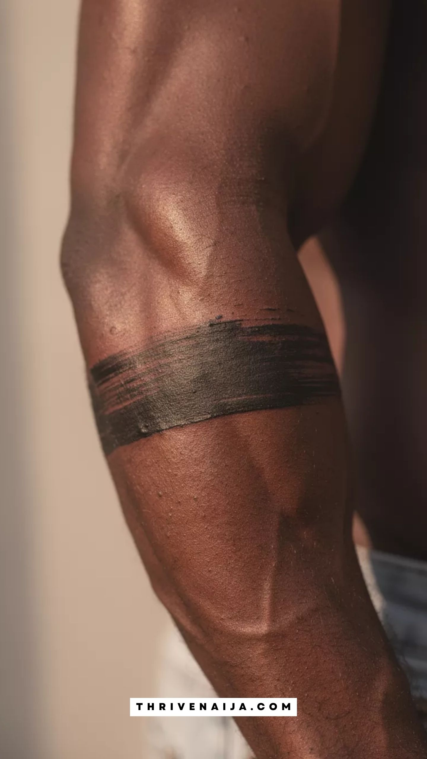 Textured Brush-Stroke Arm Band Tattoo