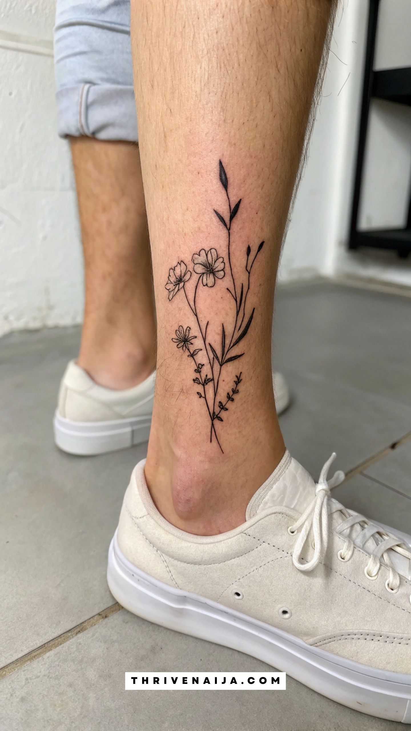 The Single Line Wildflower on the Ankle