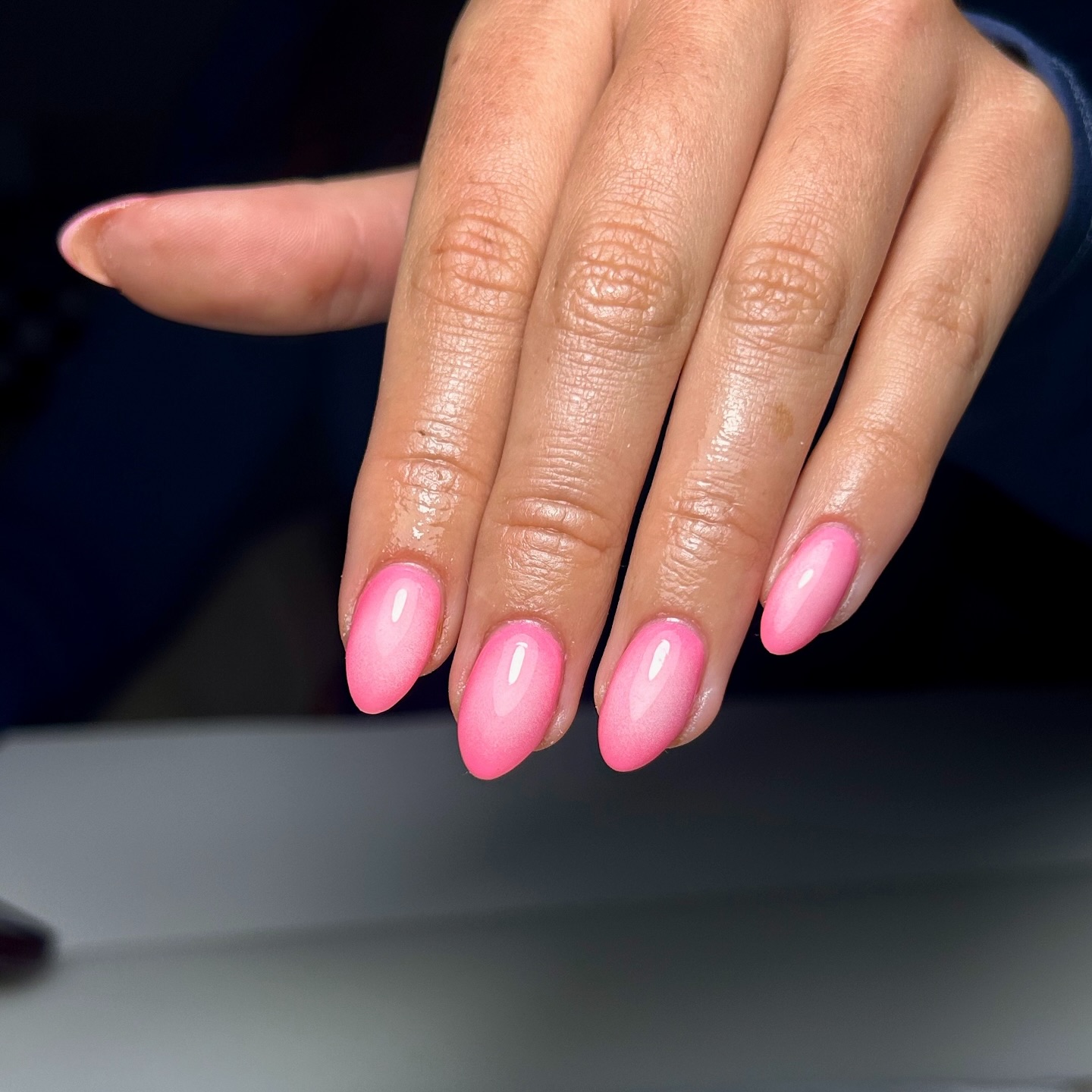 Soft pink aura nails