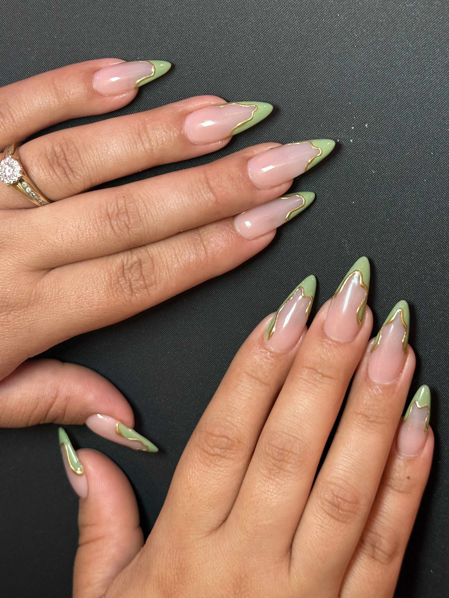 Green French Tip Nails