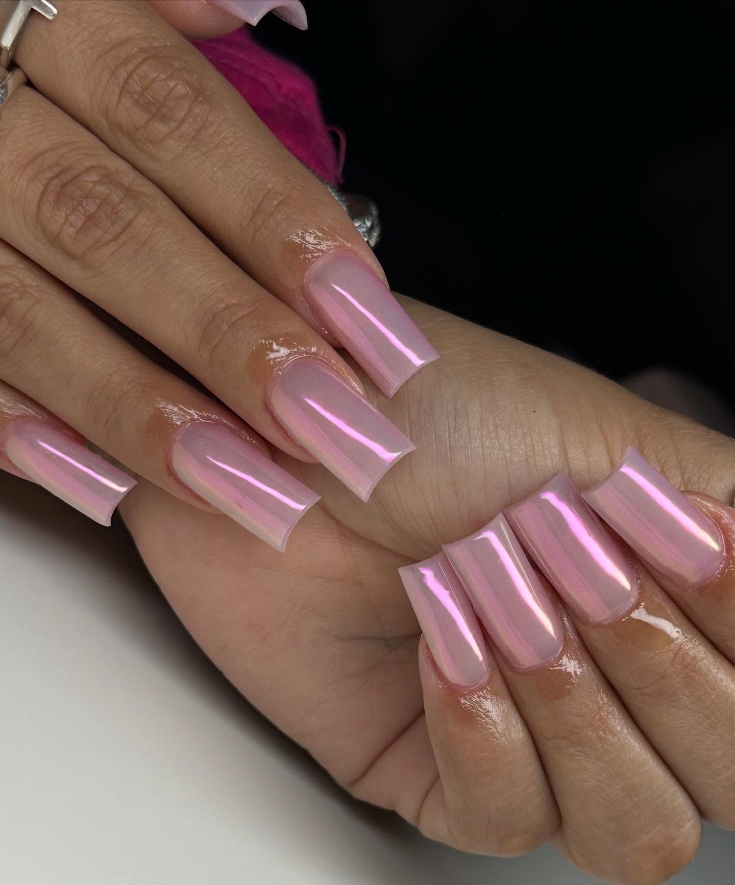 Pink Chrome Nails