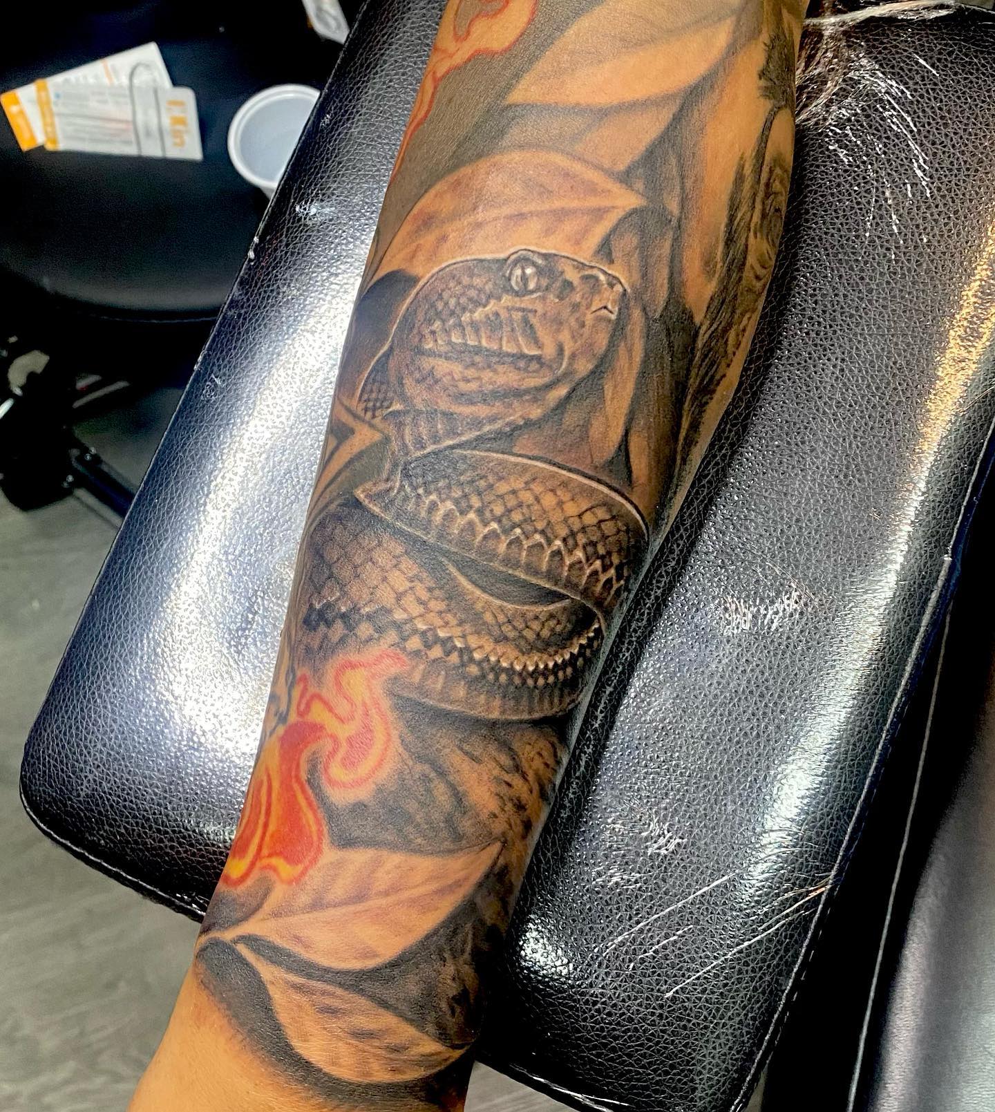 Full Sleeve Snake Tattoo