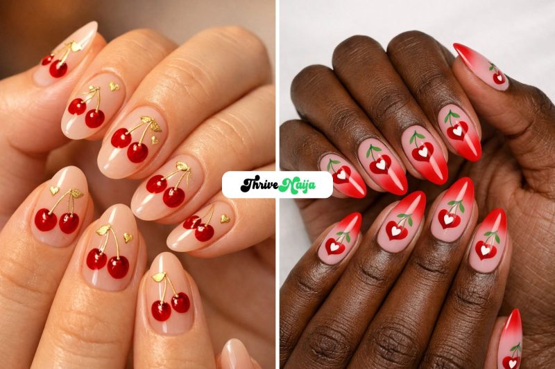 Cherry Heart Nail Ideas