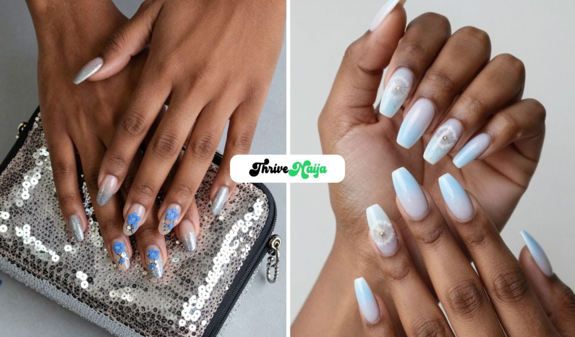Blue Floral Nail Ideas
