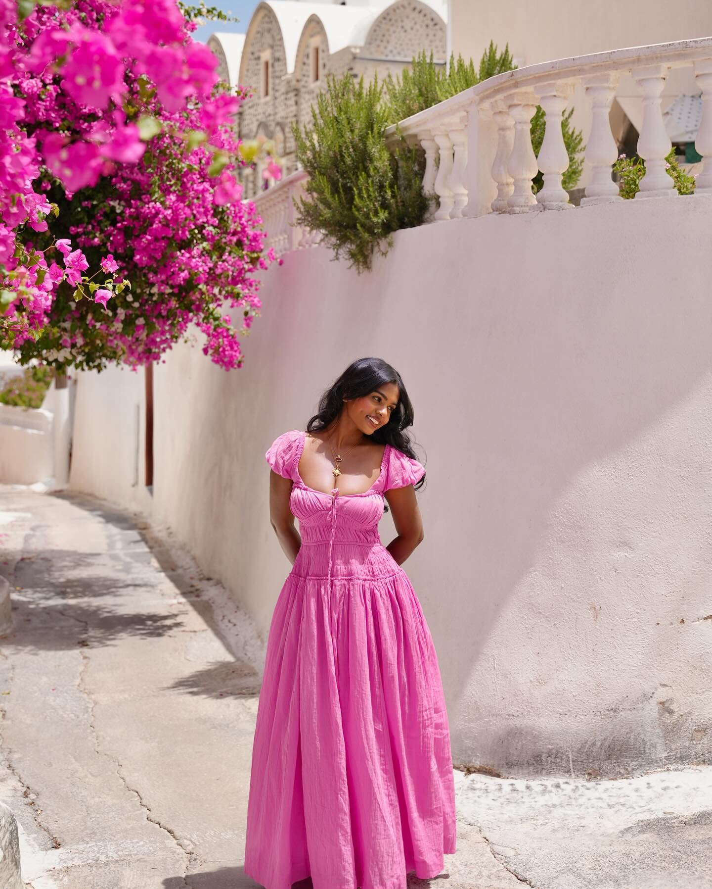 Long Pink Ruffle Dress
