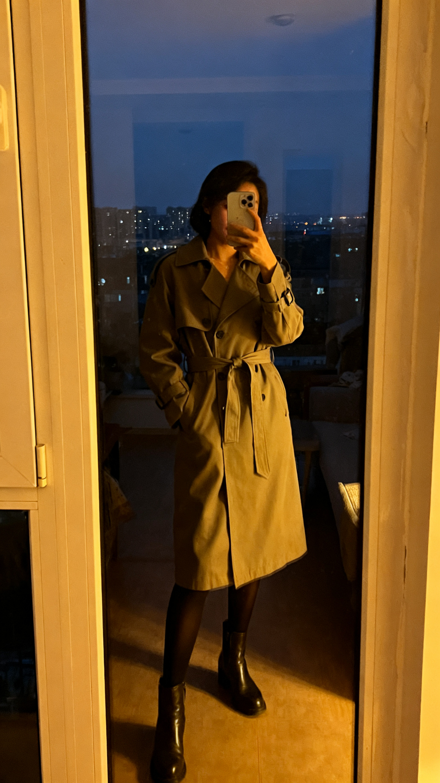 Belted Trench & Leather Ankle Boots