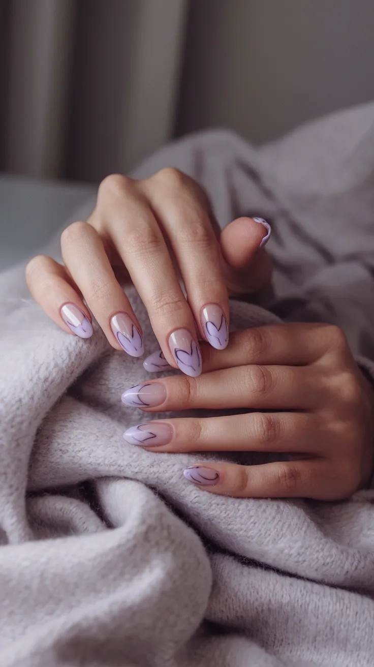 Sheer Lilac with Whispery Outline Hearts