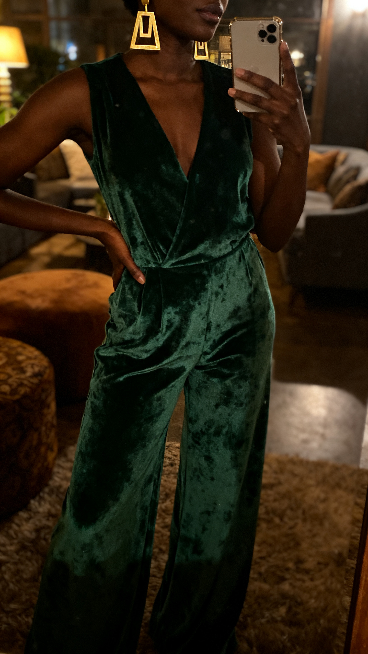 Wide-Leg Jumpsuit & Statement Earrings