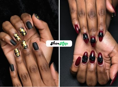 Black Floral Nail