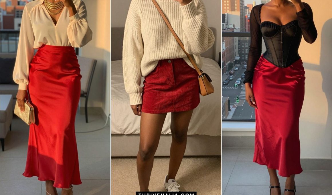 Bold Red Skirt Outfit Ideas