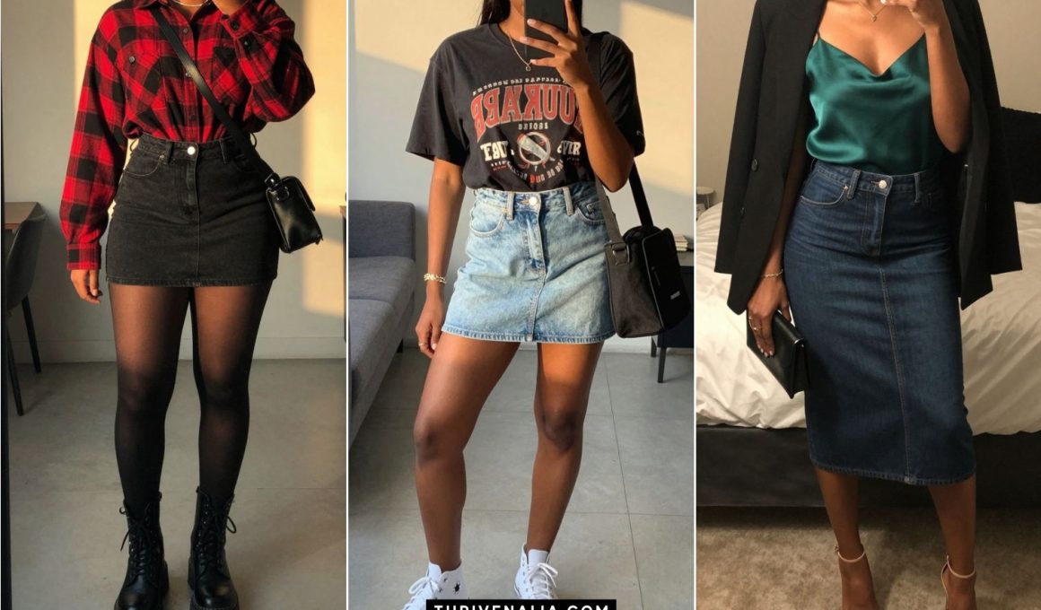 Classic Jean Skirt Outfit Ideas