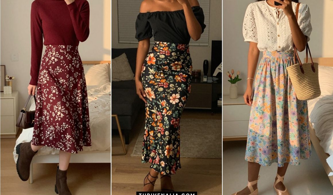 Feminine Floral Skirt Outfit Ideas