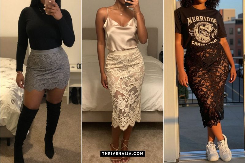 Lace skirt outfits