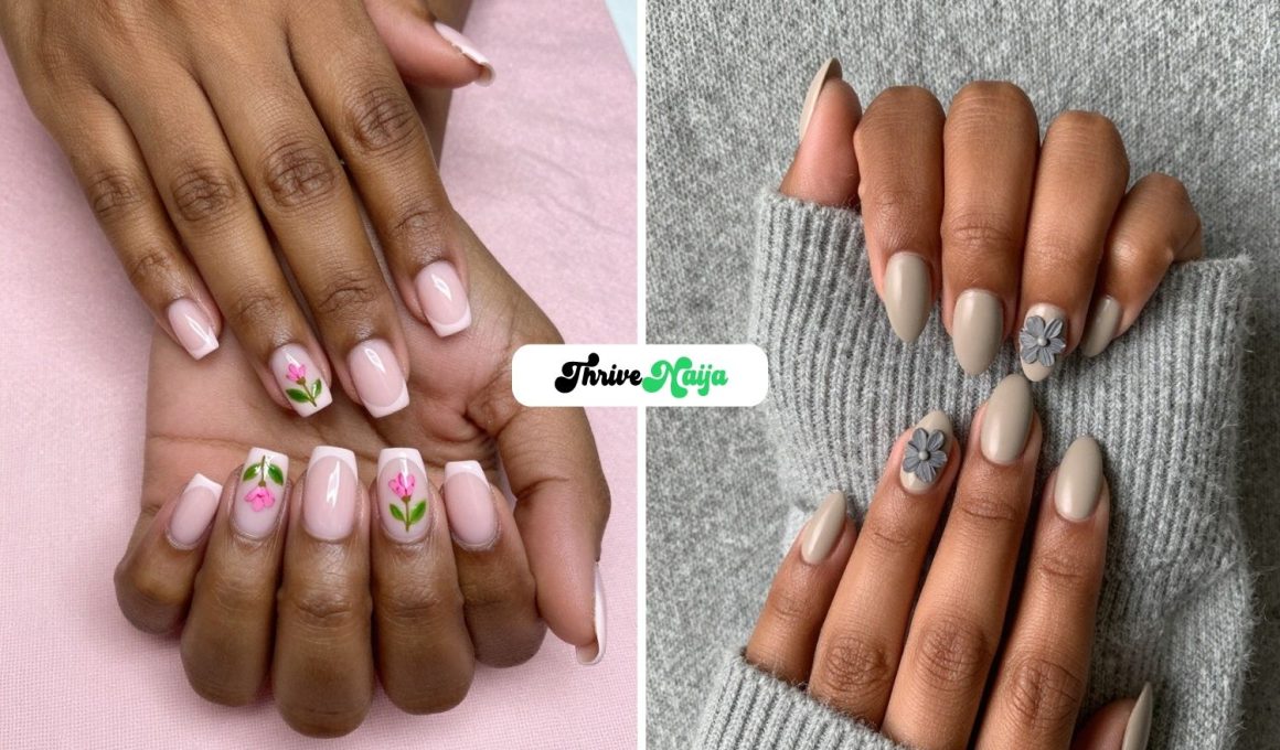 Neutral Floral Nail Ideas