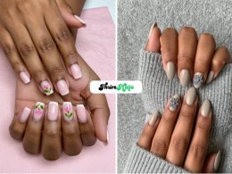 Neutral Floral Nail Ideas