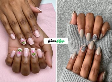 Neutral Floral Nail Ideas