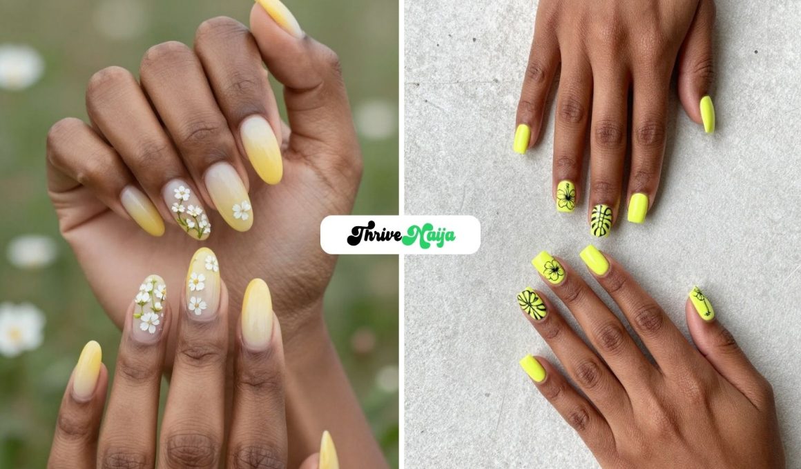 Yellow Floral Nail Ideas