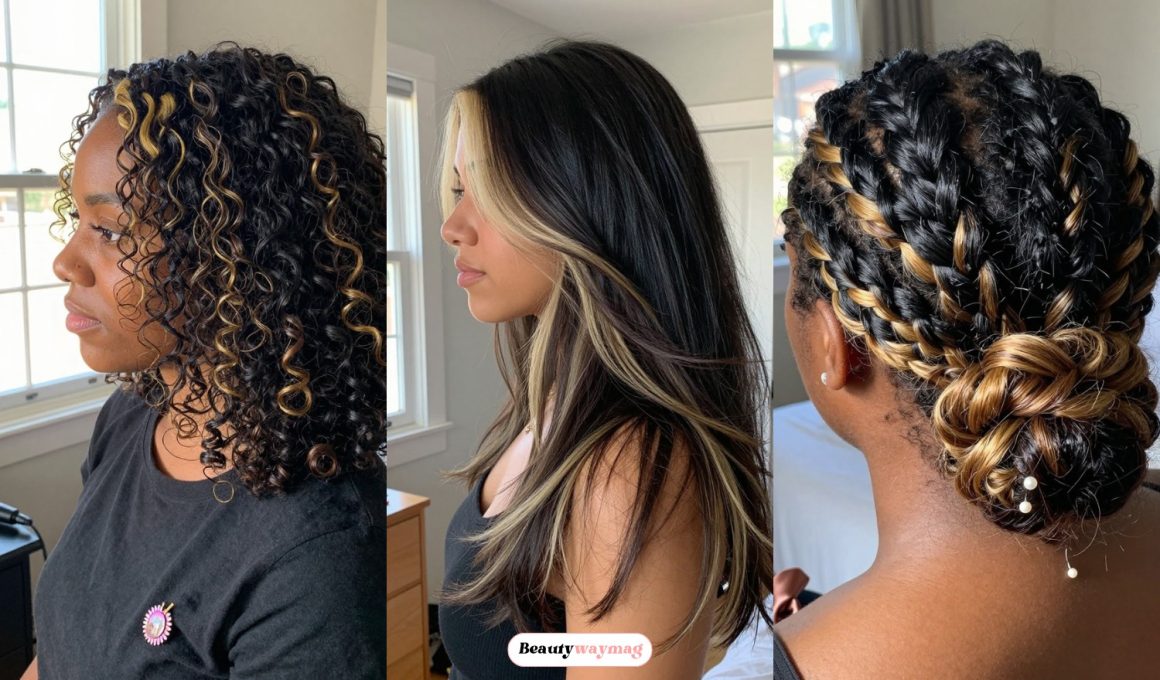 Black Hair Ideas With Blonde Highlights