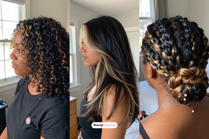 Black Hair Ideas With Blonde Highlights