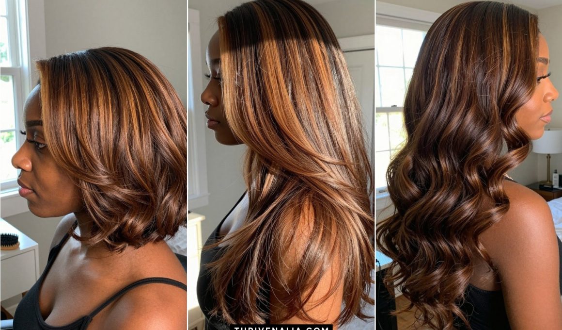 Brown Hair Ideas With Highlights for Black Women