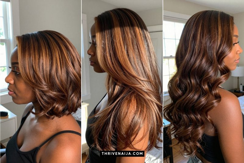 Brown Hair Ideas With Highlights for Black Women