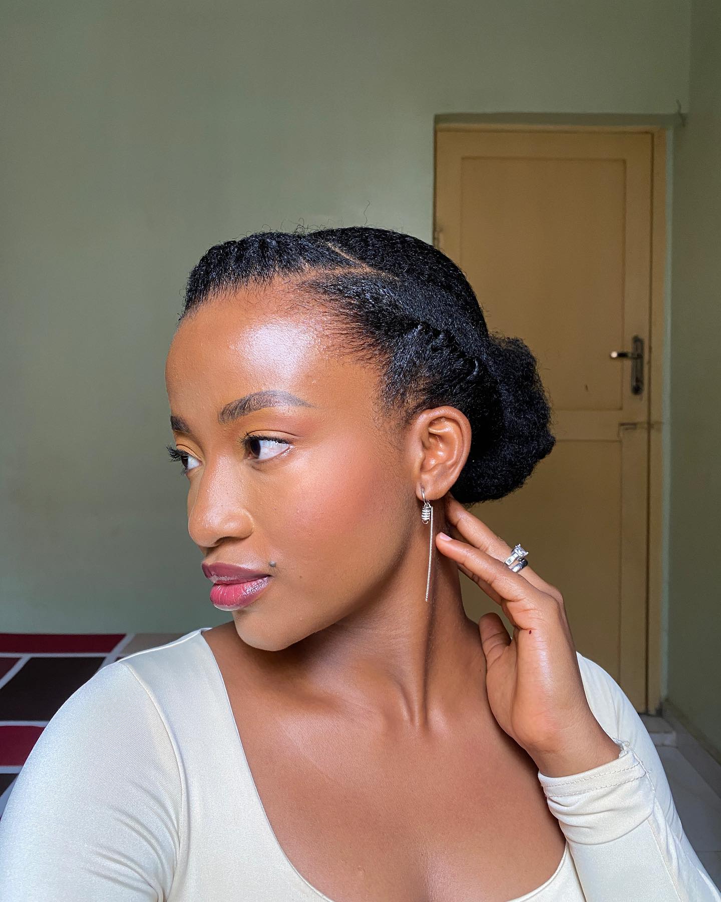 Low Bun Braided Space Cornrow
