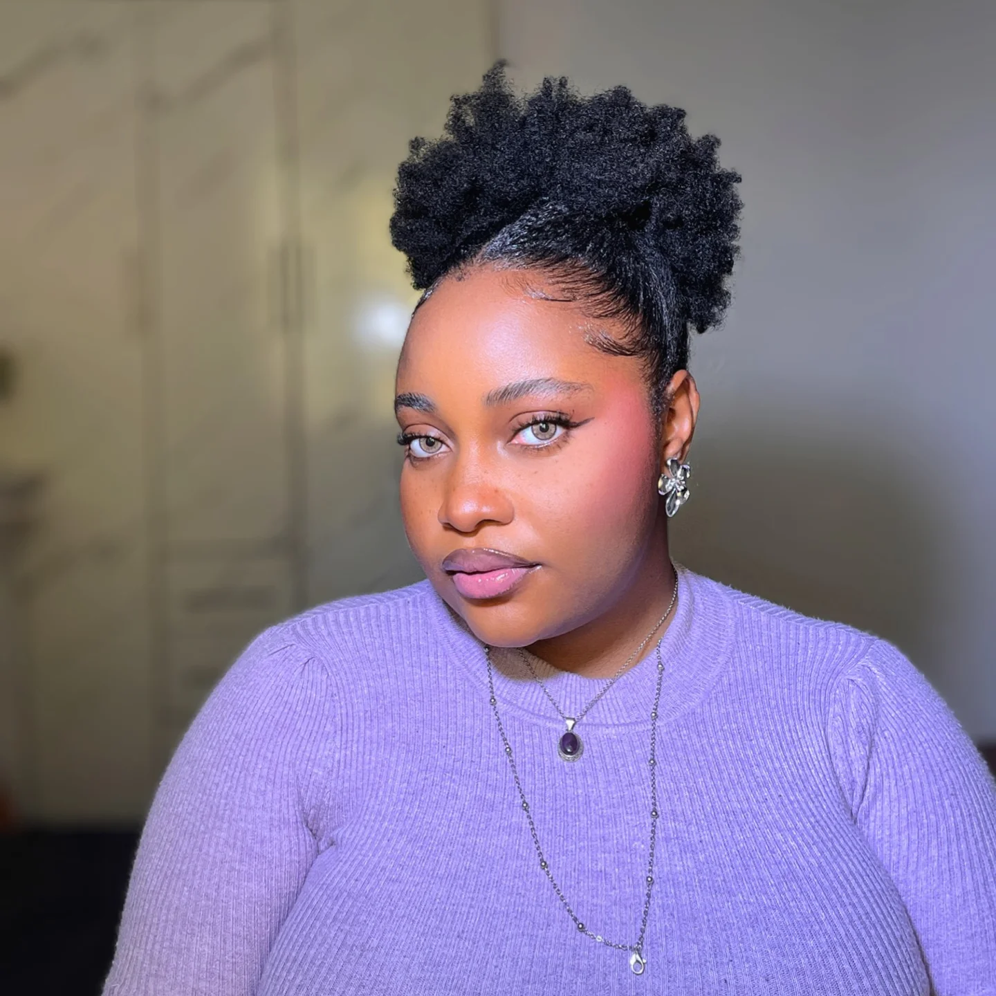 Middle Part High Puff Hairstyle