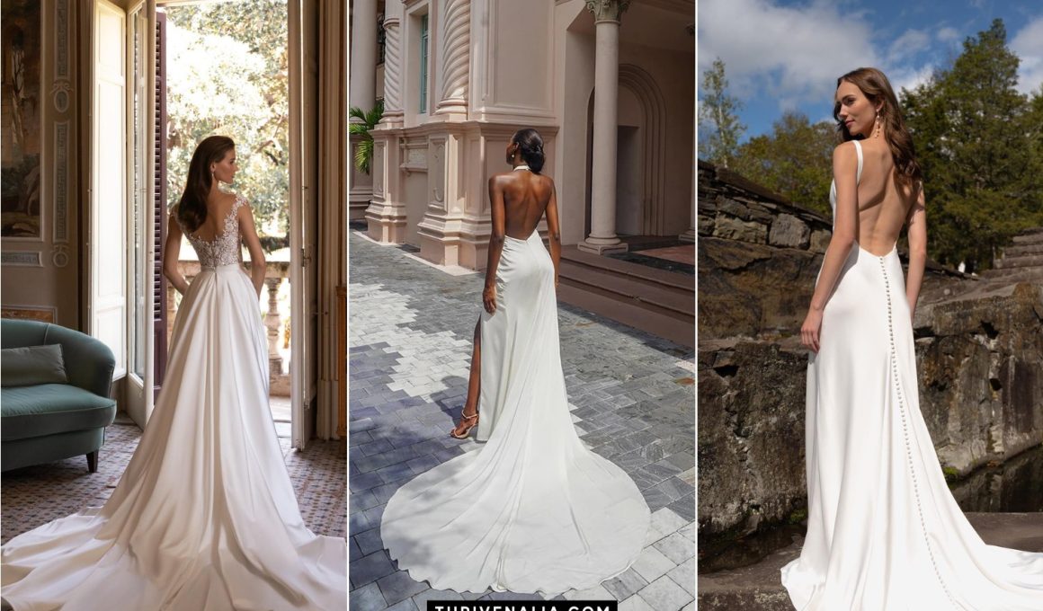 Beautiful Silk Backless Wedding Dress Ideas
