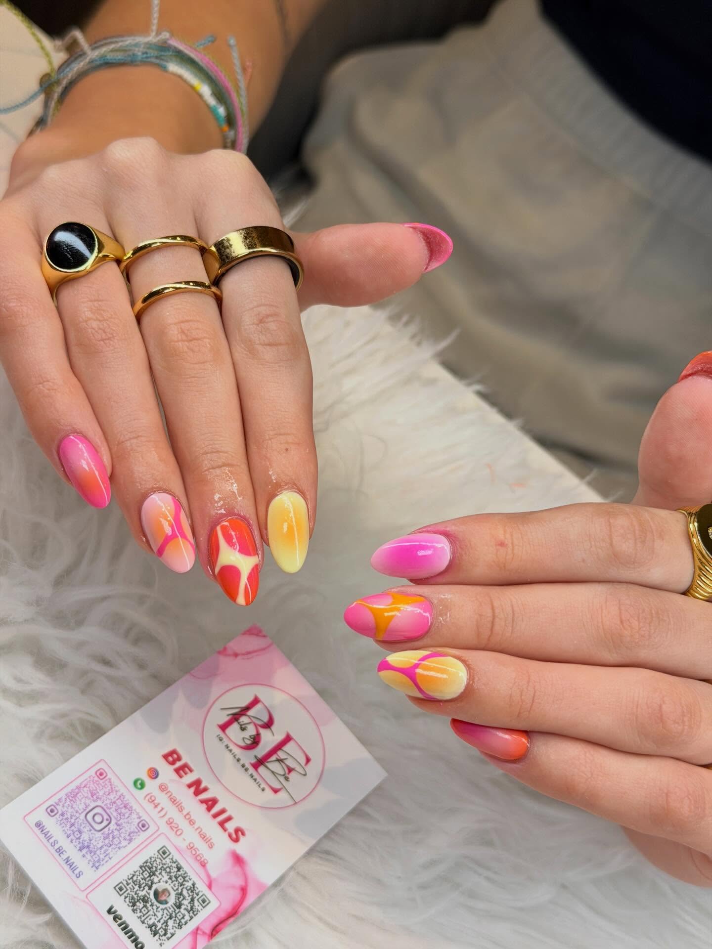 Bright Summer Swirl Nails