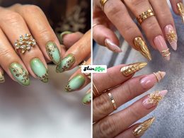 Gold Floral Nail Ideas