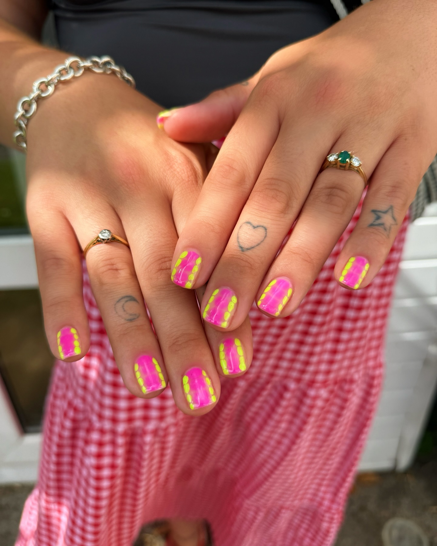 Hot Pink and Neon Yellow Summer Nails