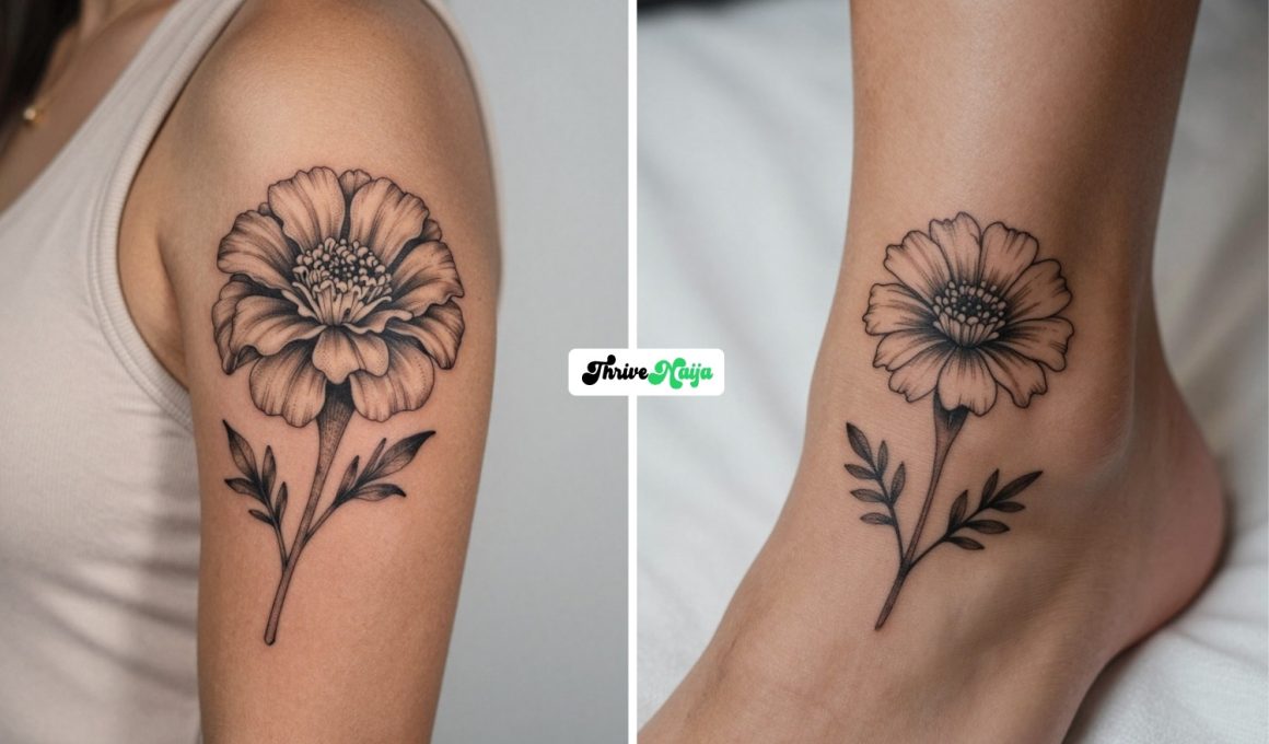Marigold Flower Tattoo Ideas Full of Warmth and Charm