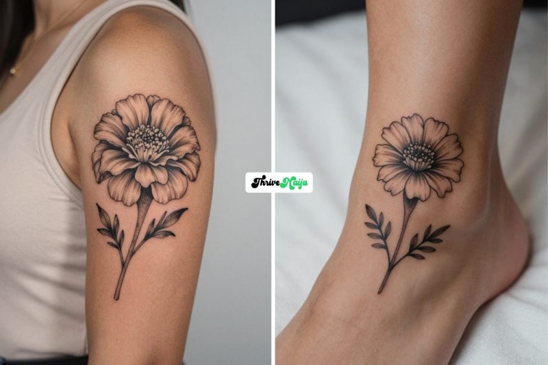 Marigold Flower Tattoo Ideas Full of Warmth and Charm