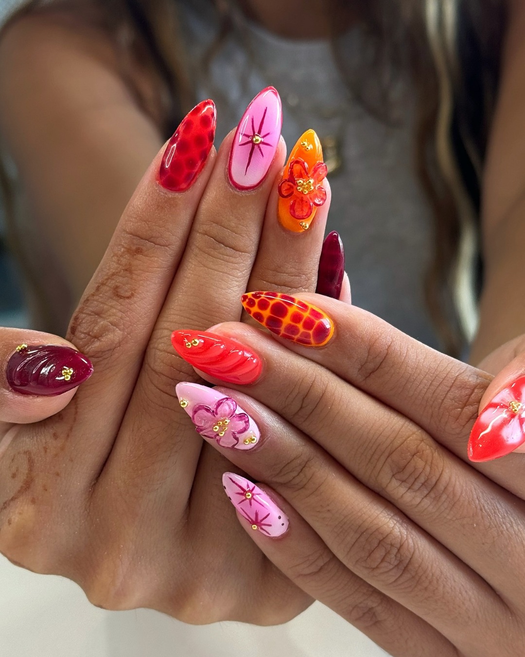 Structured Mismatch Bright Summer Nails