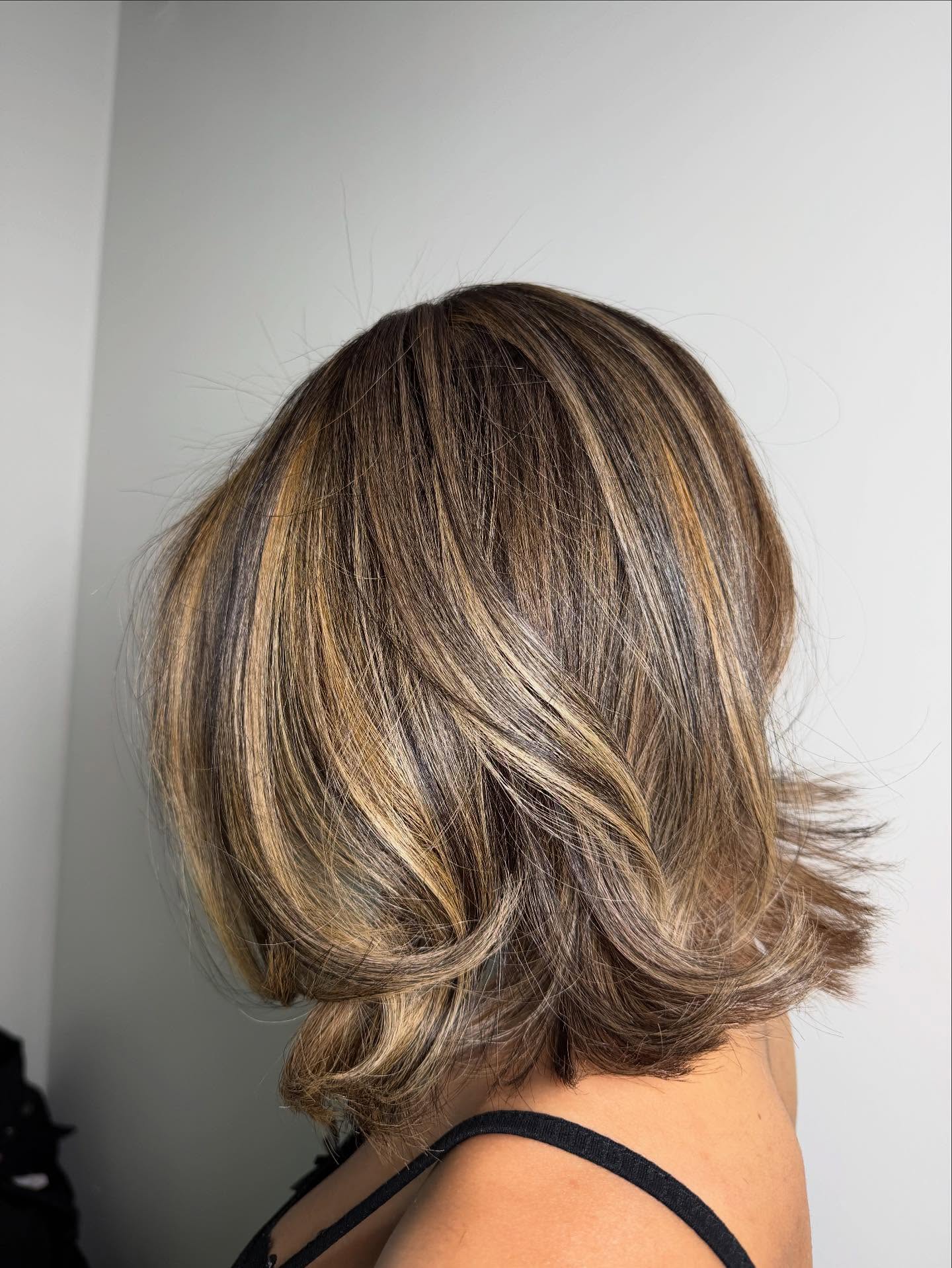Silk Press with Blonde Highlight