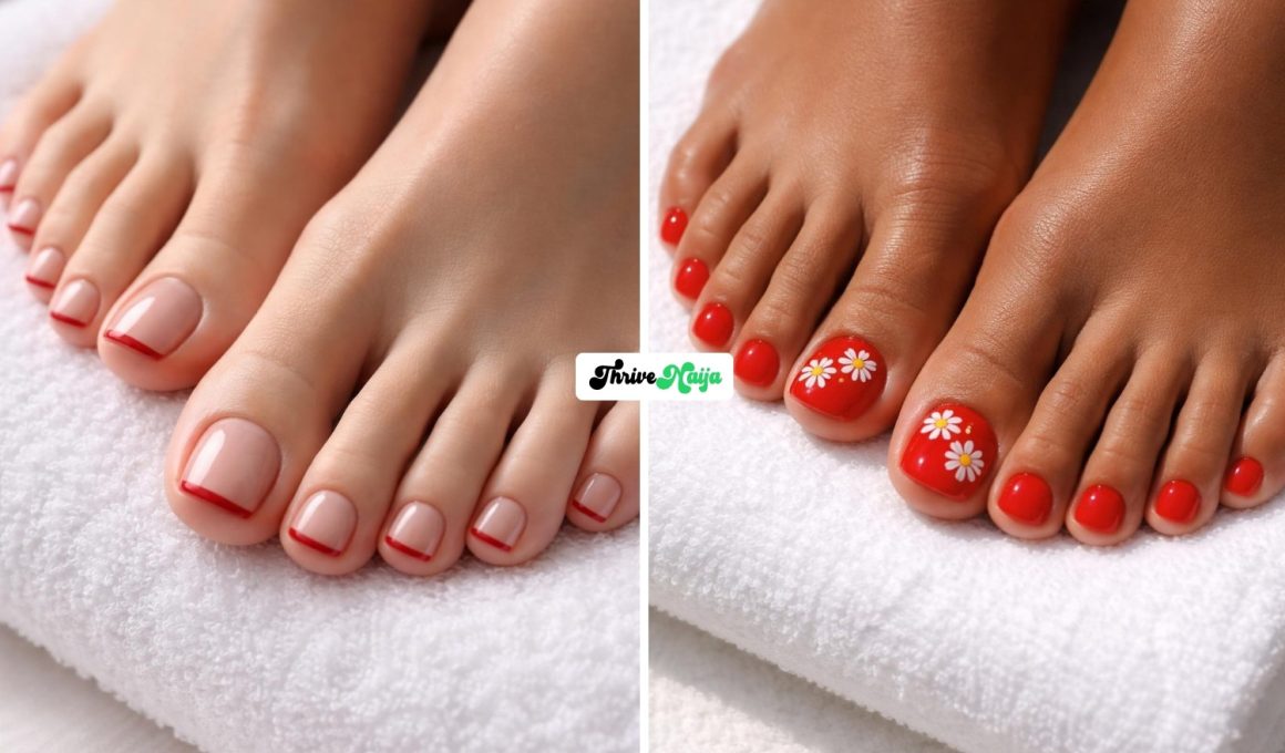 Chic Red Pedicure Design Ideas