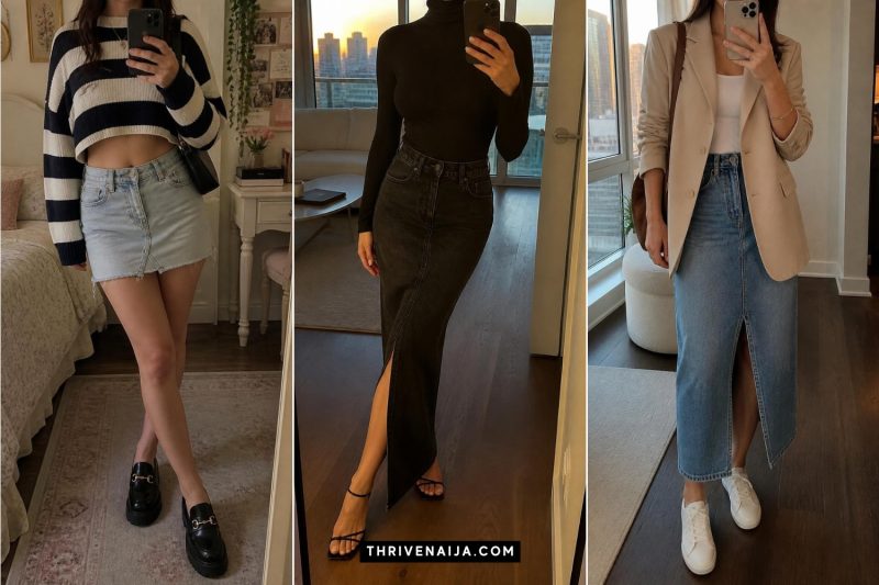 Cool Long Denim Skirt Outfit Ideas