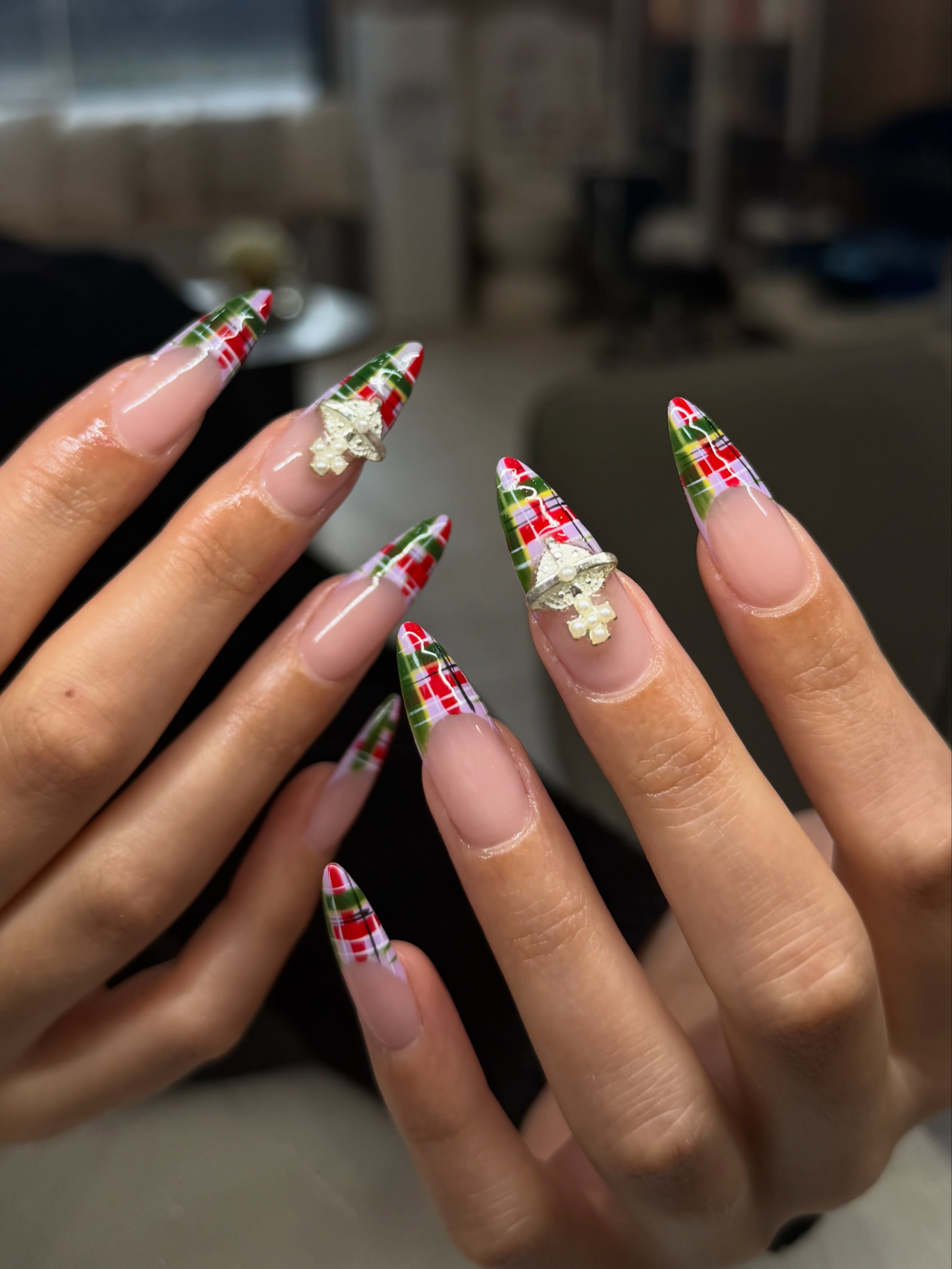 3D Gel Plaid Nail Art