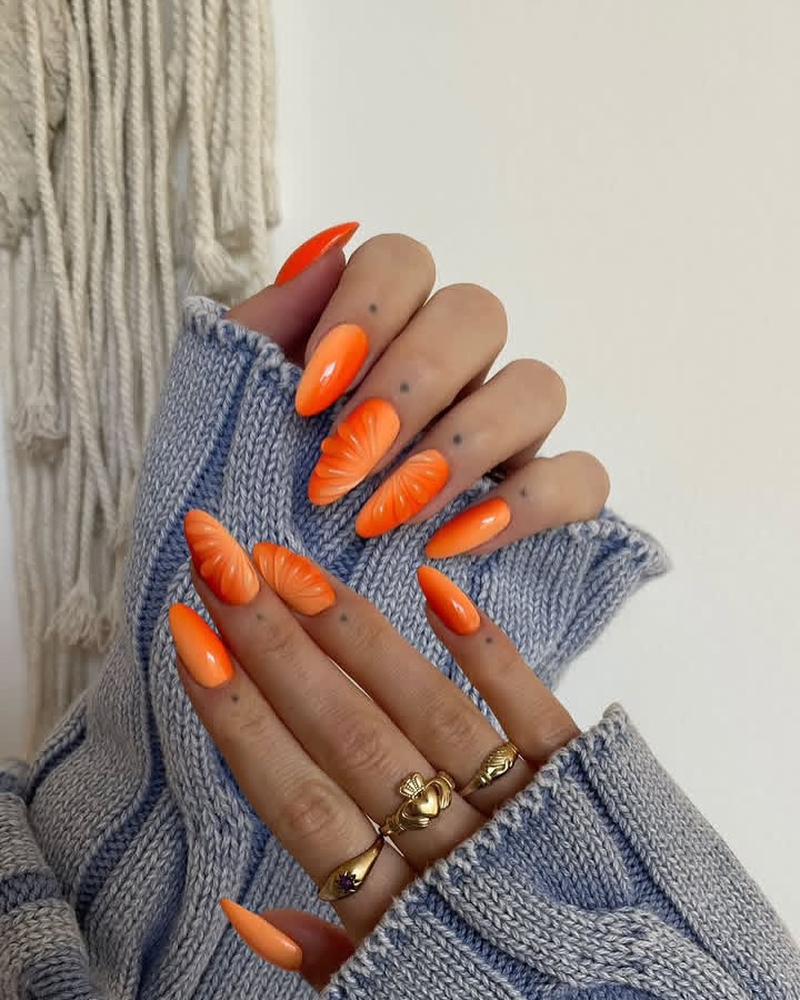 3D Ombre Orange Nails Design