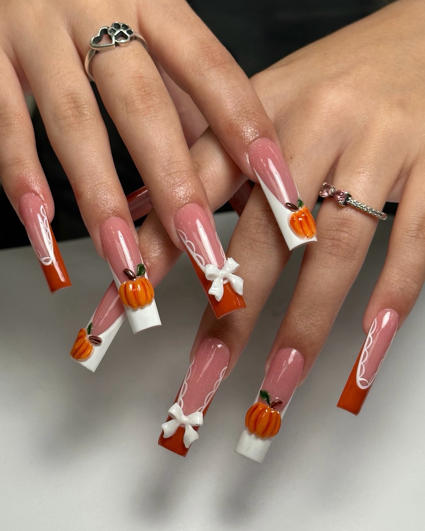 3D Pumpkin Coffin Nails