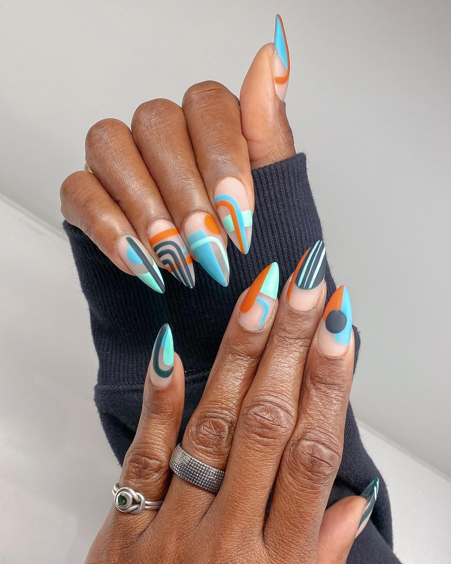 Abstract Fall Matte Nails
