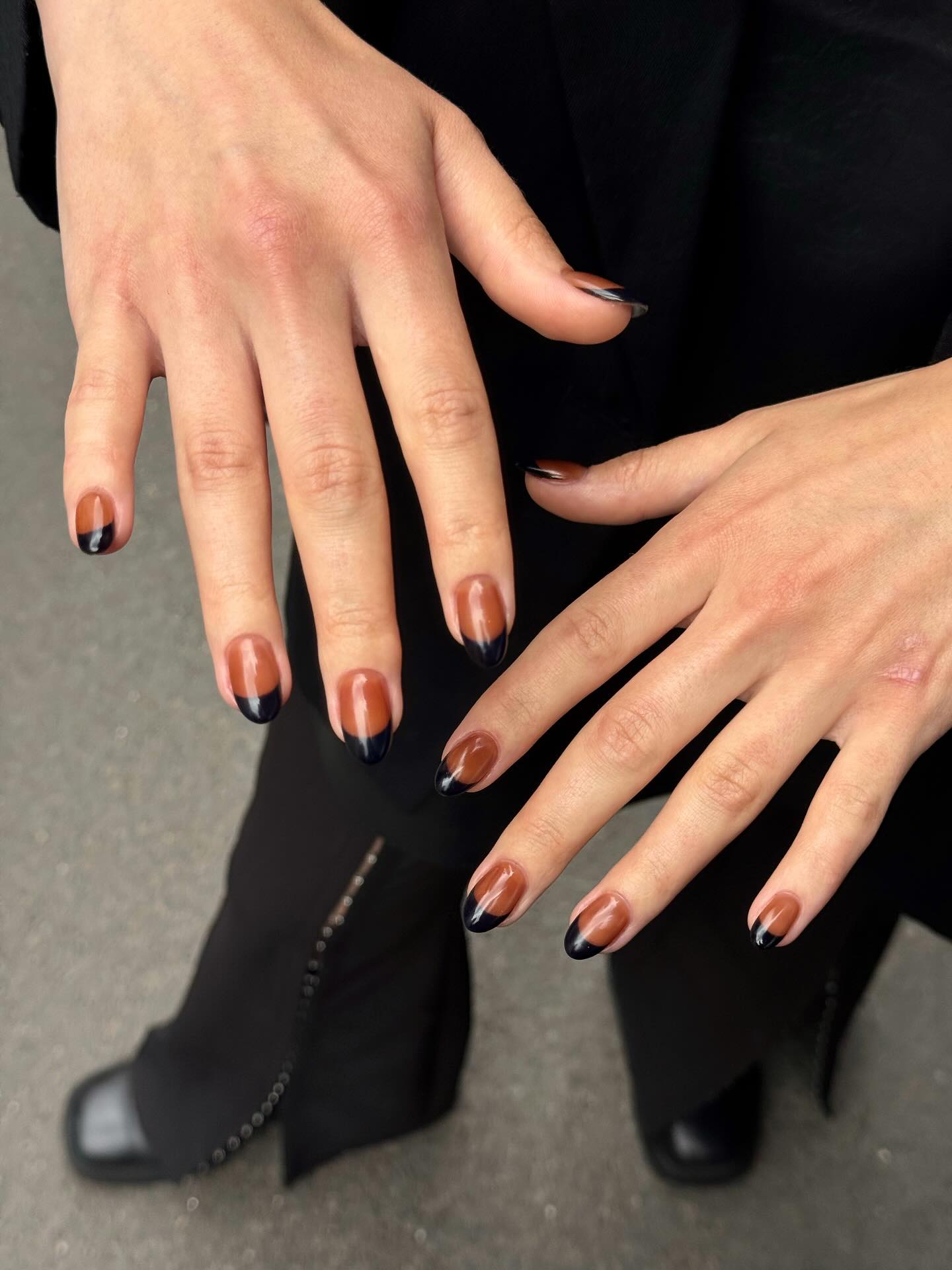 Amber Glass French Tips Nails