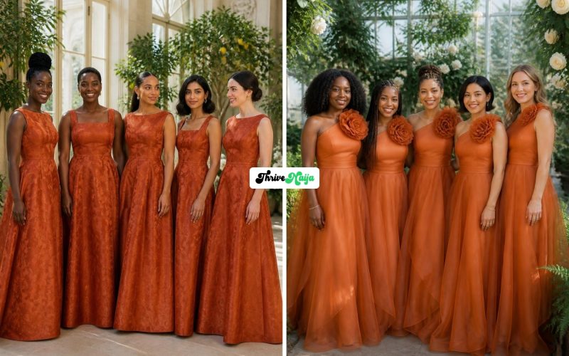 Beautiful Burnt Orange Bridesmaid Dresses for the Big Day