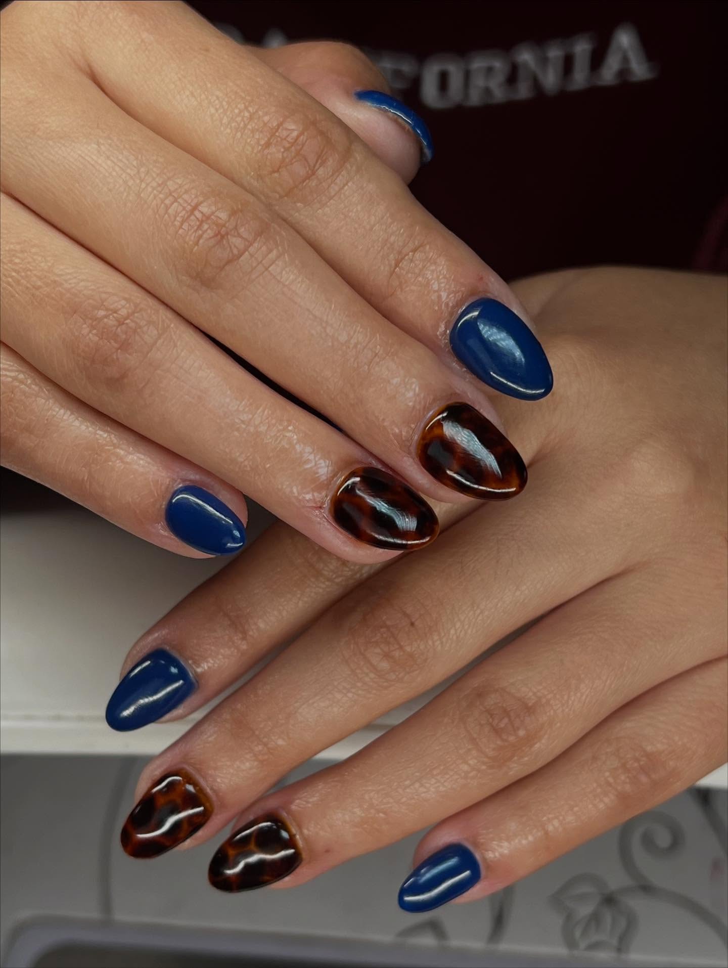 Blue and Tortoise Fall Nail Mix