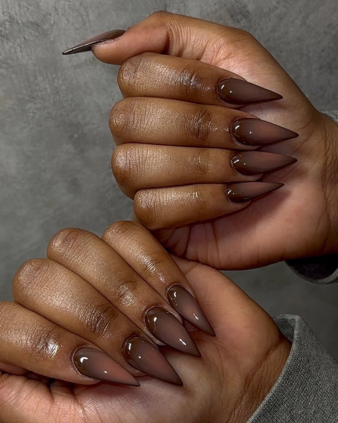 Brown Ombre Stiletto Nails