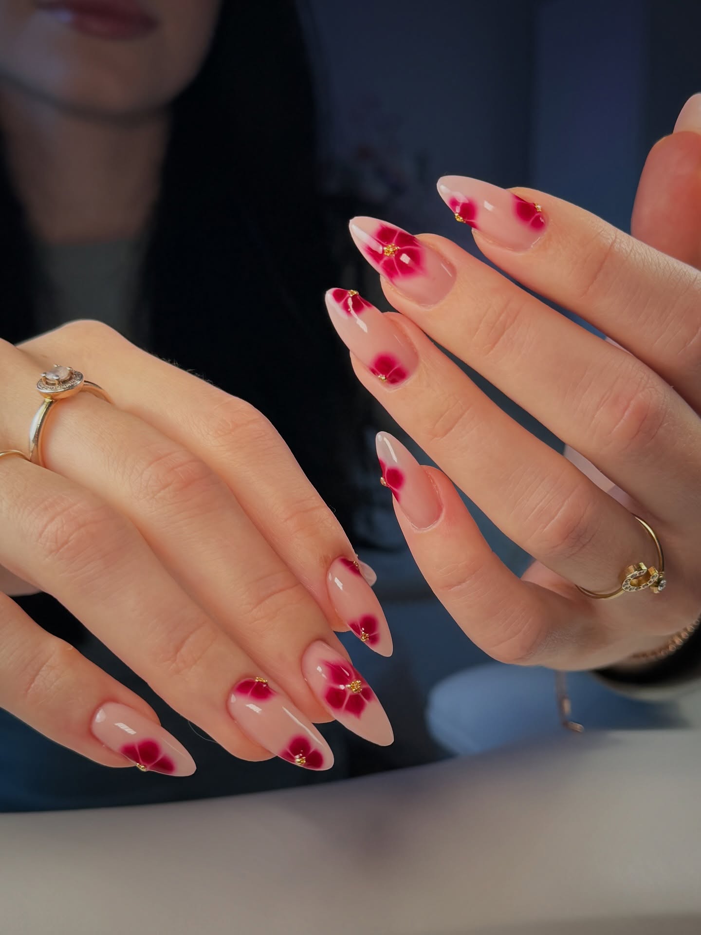 Burgundy Blooming Floral Nails