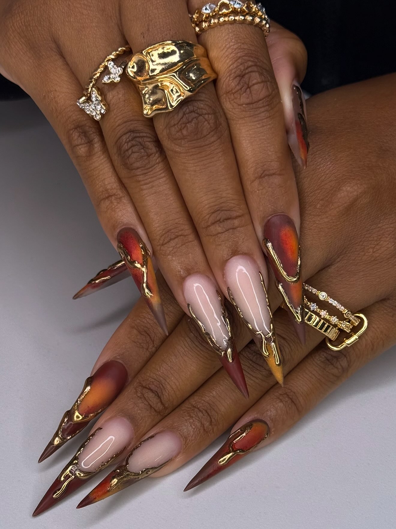 Burgundy Bold Stiletto Nails