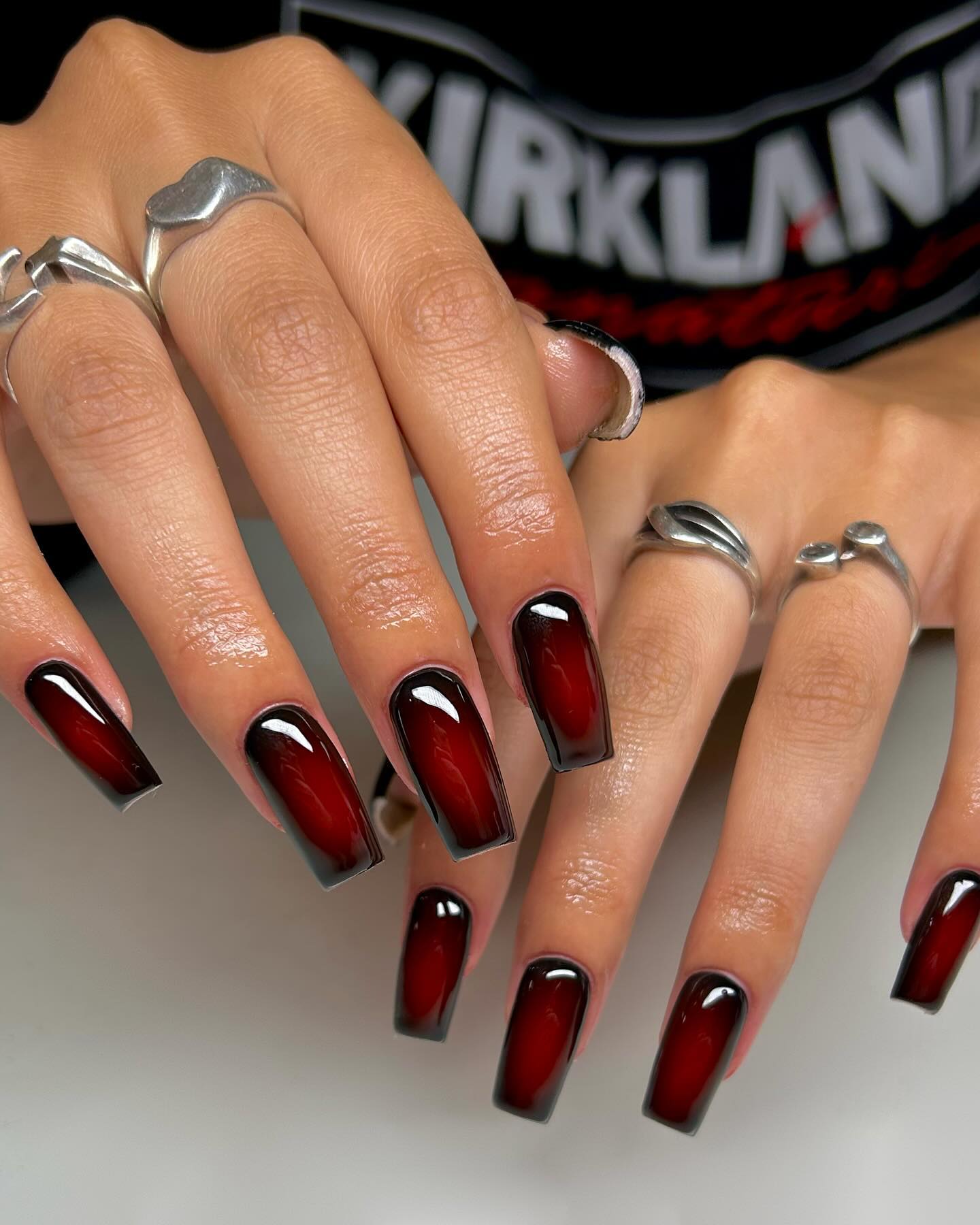 Burgundy Cat Eye Airbrush Nails