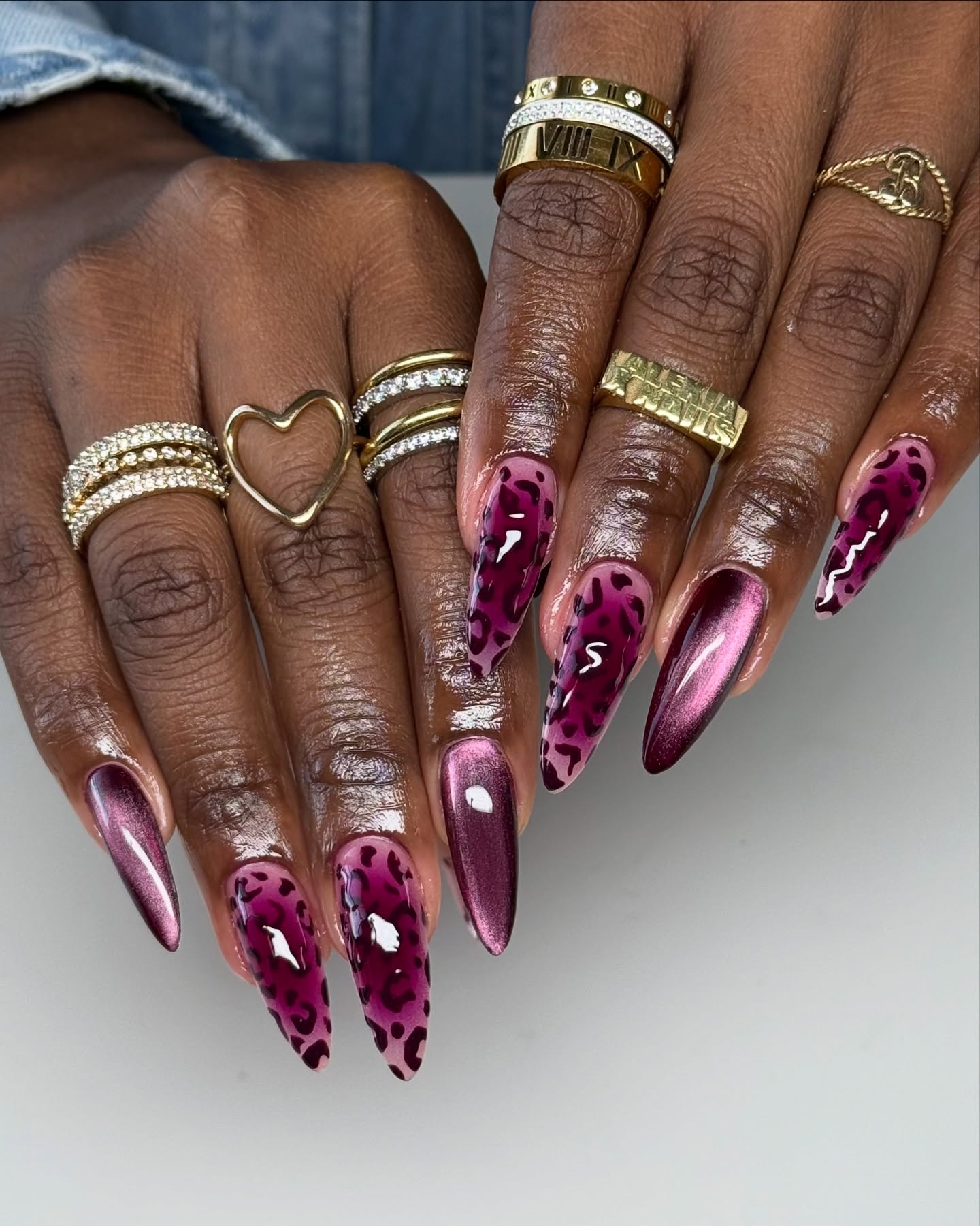 Burgundy Cheetah Fall Nails
