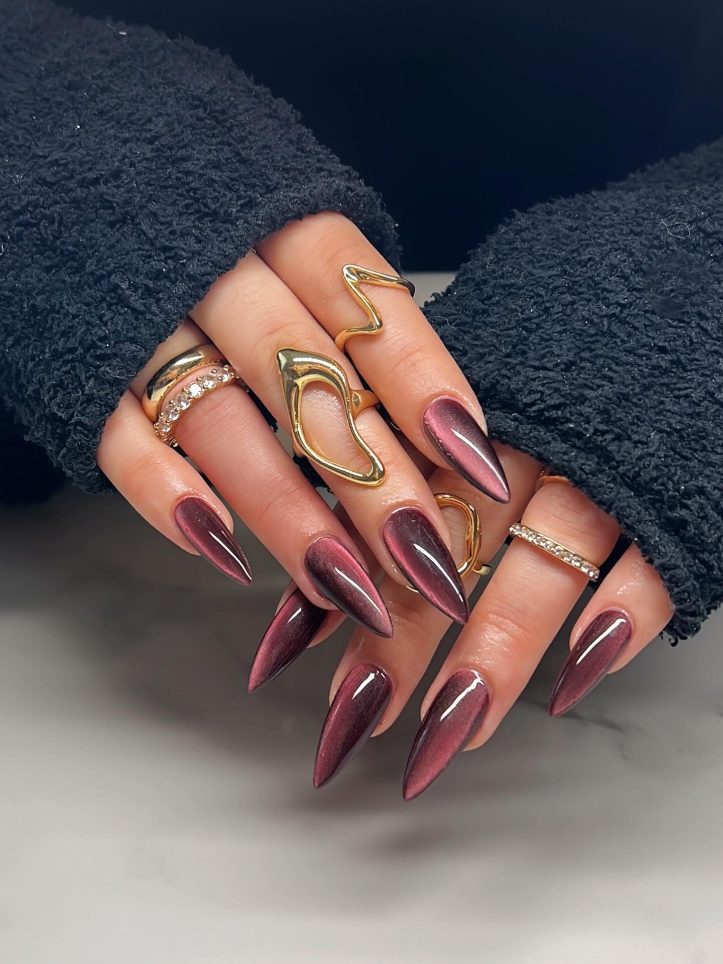 Burgundy Chrome Fall Nails